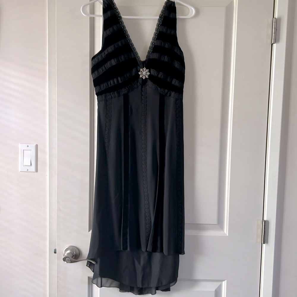 Silk and velvet high low dress.